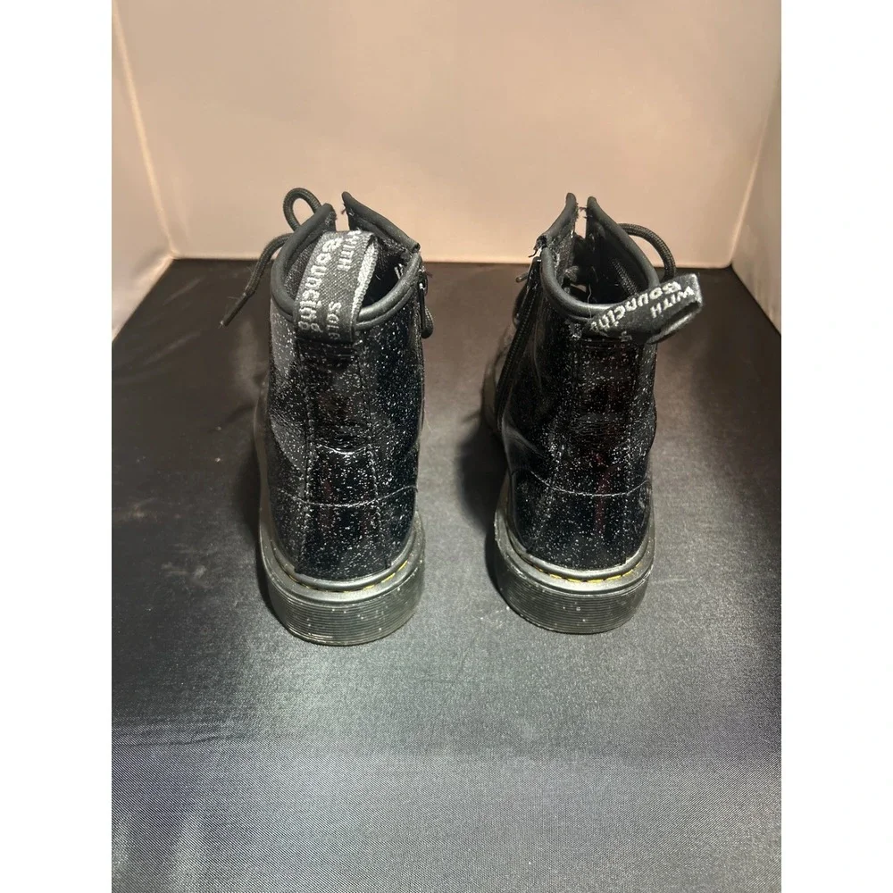 Dr Martens 1460 Glitter Combat Boots Black Lace Up Side Zip Kids Youth Size 4 US